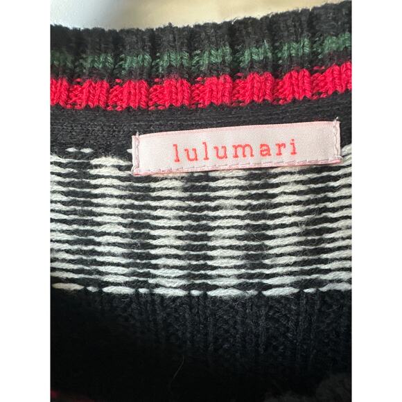 Lulumari Black White Knit Striped Cropped Sweater Top Women’s Medium Y2K Retro - Picture 4 of 7